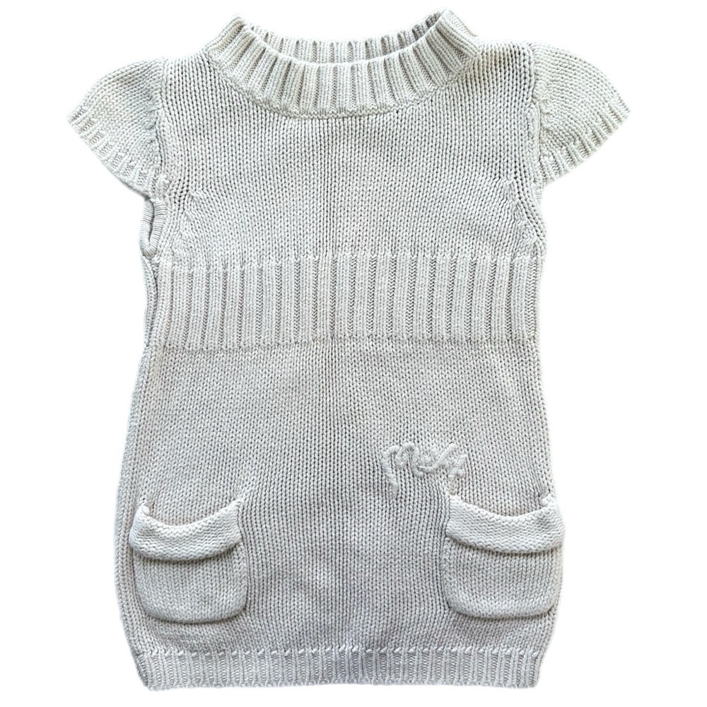 Mexx Girls Cream Short  Sleeve Knit Sweater Tunic Size 5-6